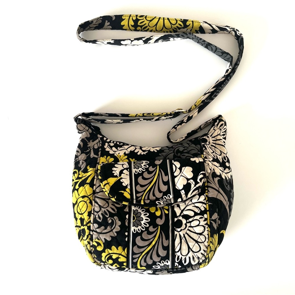 Vtg Retired Vera Bradley Baroque Design Crossbody Bag Purse Black Yellow White